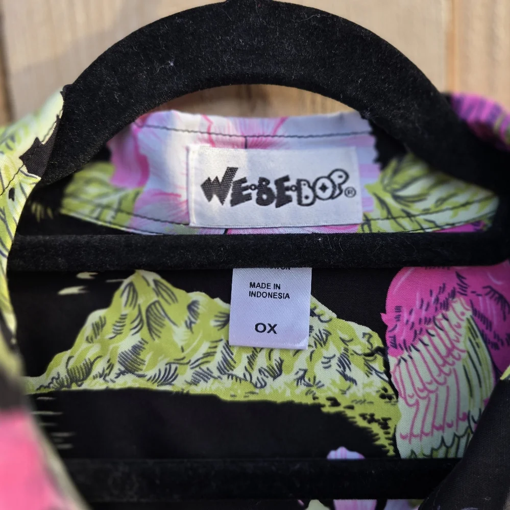 Pink‎ and Green Dress Shirt with Tropical Floral Pattern